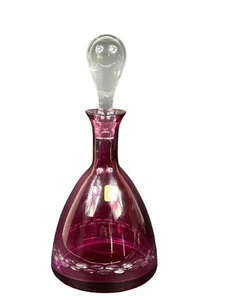 German NACHTMANN BLEIKRISTALL 24% Lead Crystal Cut To Clear Cranberry Decanter - Picture 1 of 6