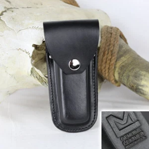 Biker Messertasche Holster Messer Taschenmesser Schwarz Etui Echt Leder Made USA - Bild 1 von 1
