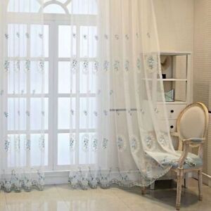 Embroidery Sheer Tulle Curtains for Living Room Voile Curtain Window Drape