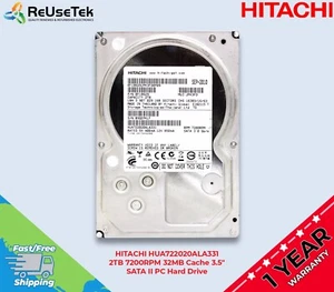 HITACHI HUA722020ALA331 2TB 7200RPM 32MB Cache 3.5" SATA II PC Hard Drive - Afbeelding 1 van 15
