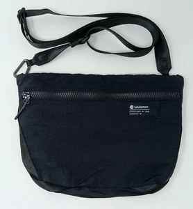 Lululemon Clean Lines Crossbody Bag Black Zipper Pockets - Picture 1 of 9