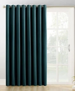 sun Zero Easton Grommet Sliding Patio Curtain Panel Teal Blue Green 100" x 84" - Picture 1 of 5