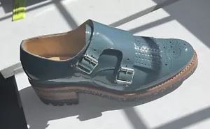 The Office of Angela Scott Ms. Francoise Monkstrap Lugsole Teal Size 38.5 NIB - Picture 1 of 19