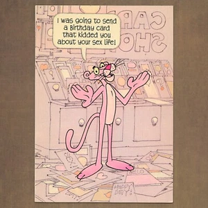 Unused Vintage 1981 PINK PANTHER Ambassador Adult Birthday Card, Sex Life Joke - Picture 1 of 6