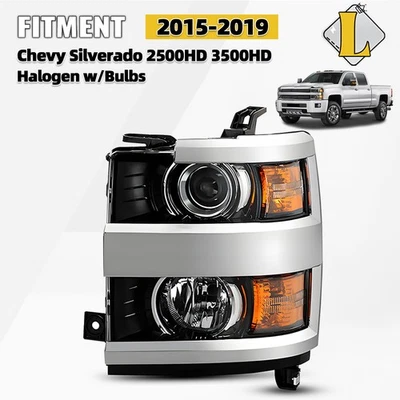For 2015-2019 Chevy Silverado 2500HD 3500HD Halogen Headlight Left Driver Side - Imagem 1 de 4