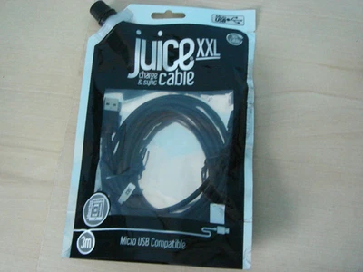 a8-JUICE XXL Extra Long Charge and Sync Cable Micro USB Compatible-3m -Black - Image 1 of 4