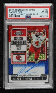 2023 Contenders Optic Red White Blue 13/13 Rashee Rice PSA 8 Rookie Auto RC - Picture 1 of 3