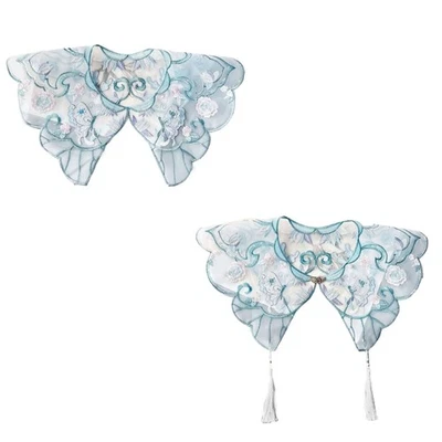 Floral False Collar with Tassels Girl Chinese Ancient Costume Decorative Collar - Image 1 of 4