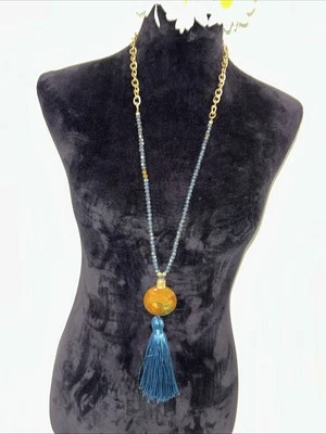 Collar Piedra Natural Multicolor Cadena Larga, Hecho a Mano Mujer Joyería Elegante Foto 1 de 4