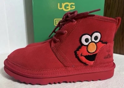 Botas forradas de piel sintética rojas con cordones Ugg X Sesame Street Elmo para niños grandes talla 4 Foto 1 de 4