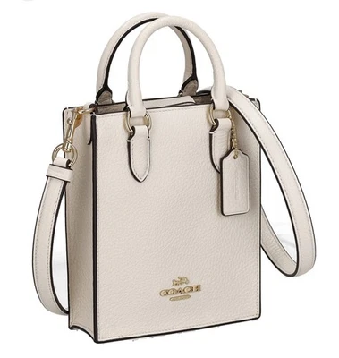 BOLSO BANDOLERA COACH NOTH SOUTH MINI TOTE Cuero Guijarro Tiza Blanco CJ500 Nuevo Foto 1 de 4
