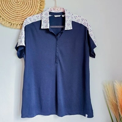 Lady Hagen, Navy Printed Block Short Sleeve Golf Pickleball Polo Shirt SZ XXL - Image 1 of 4
