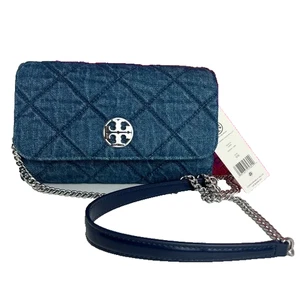 Borsa a tracolla Tory Burch Willa Denim Catena Portafoglio Nuova con etichette - $398 - Foto 1 di 11