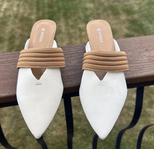 VIVAIA Jolie Pointed Toe-heels Mule Cream Ivory EU 40 US 9 - Picture 1 of 12