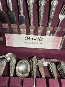 WORLD SILVER CO*MOSELLE PATTERN*63 PCS. INCLUDING SERVERS & LADLES*1906 - Picture 1 of 9