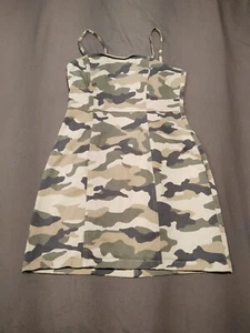 H&M Divided  Womens Dress Green Camo Medium Sleeveless Stretch - Picture 1 of 7