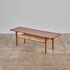 AT-10 Coffee Table with Cane Shelf, by Hans Wegner for Andreas Tuck, Denmark