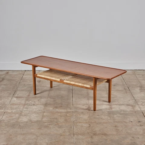AT-10 Coffee Table with Cane Shelf, by Hans Wegner for Andreas Tuck, Denmark Cover