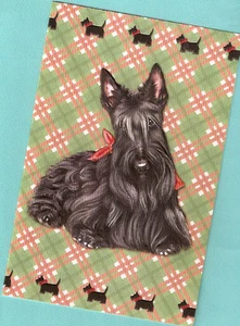 Scottish Terrier Scottie Tartan Embossed Christmas Cards Box of 16 Made in US - Picture 1 of 3