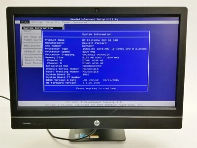 HP EliteOne 800 G1 23" FHD i5-4690S 3.20GHz 8GB NO Caddy/HDD/Fan AIO PC Parts - Image 1 of 4