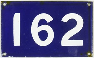 Old Australian used house number 162 door gate enamel metal sign French blue - Picture 1 of 1