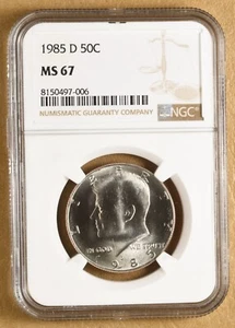 1985 D Kennedy Half Dollar NGC MS67 - Picture 1 of 2