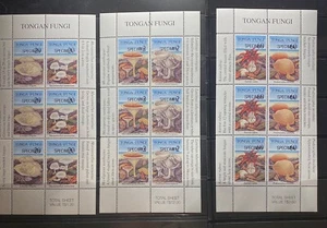 TONGA 1997 SPECIMEN 3 SHEETS FUNGI MUSHROOMS 15039- - Picture 1 of 1