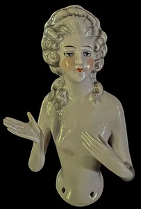 Muñeca alemana de medio prendedor grande de porcelana vintage de 5" brazos pintados a mano precio reducido - Imagen 1 de 9