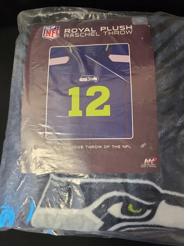 NFL Seattle Seahawks Plush 50" by 60" Raschel Blanket 12th MAN Design NEW Cover
