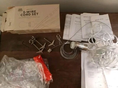 Pottery Barn West Elm Mosaic Glass Pendant Chrome Plug In Light Cord Set Complet - Image 1 of 4