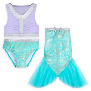 Disney Store Ariel Swimsuit Skirt Deluxe 3 pc Little Mermaid 5/6 NWT - Picture 1 of 7