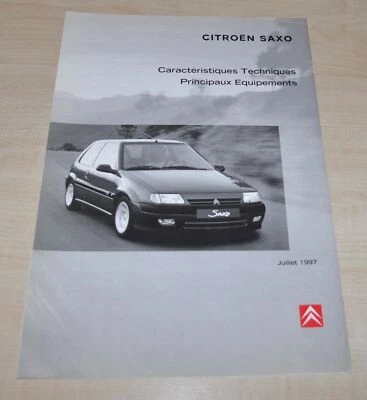 1997 Citroen Saxo Specification Brochure Prospekt Prospectus FR Edition - Image 1 of 2