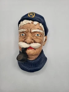 Vintage Chalkware Sea Man Blue Hat Mustache Pipe - Picture 1 of 7