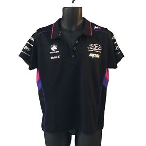 Holden Racing Team Womens Polo Shirt 16 Black Logos HRT Graphic Print HSV
