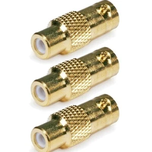 3 Pcs BNC Female to RCA Female Adapter Coax Coaxial Cable Connector Gold CCTV - Picture 1 of 3