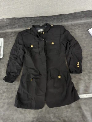 Chaqueta militar DKNY para mujer negra mezcla de algodón bolsillos abotonados 4 rayones Foto 1 de 4