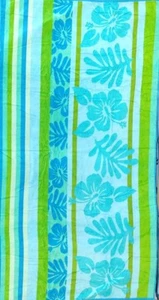 Großes Jumbo Strandtuch Floral Aqua Limettenblau 100% Ägyptische Baumwolle 90cm x 170cm - Bild 1 von 1