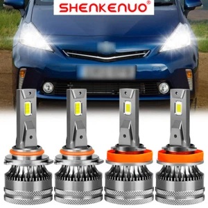 For Toyota Prius 2010-2015 Combo 4X Front Led Headlights Bulbs High Low Beam V15 - Picture 1 of 12
