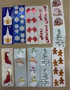 Vintage Mrs Grossmans Aufkleber Weihnachten Schneemänner Bänder Schlitten Grüße #17 - Bild 1 von 7