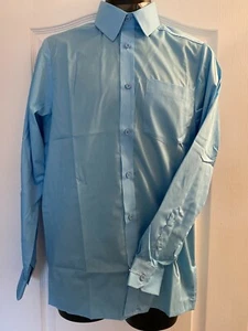 NEW Male Long Sleeve Shirt - Plain Light Blue Work Office wear Meltemi 15 - Picture 1 of 5