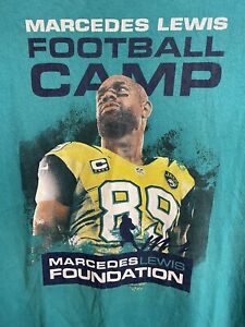 Mercedes Lewis Football Camp T-Shirt Adult Small Aqua Green jacksonville Jaguars