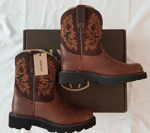 NIB Womens Ariat Fat Baby Western Roper Cowgirl Boots US Size 7.5 Brown Leather - Picture 1 of 9