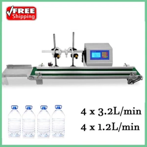 Linea di assemblaggio riempitrice liquidi automatica piccola 4 teste con nastro trasportatore - Foto 1 di 9
