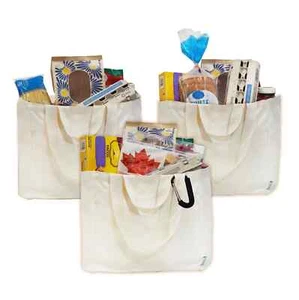 Paquete de 3 bolsas de supermercado de lona reutilizables Bagify XL con mosquetón adicional gancho - Imagen 1 de 7