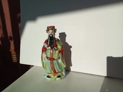 FIGURA FENGHSUI DIOS CHINO CANTÓN LU" SELLO PROSPERIDAD # 12 9 1/4" PORCELANA  Foto 1 de 4