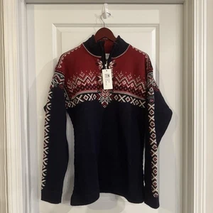 Dale of Norway 140th Anniversary Masc Wool Half Zip Sweater in Navy Red Men L - Picture 1 of 10