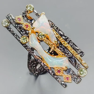 Vintage ring Natural Opal Ring 925 Sterling Silver Size 7 /R438869 - Image 1 of 4
