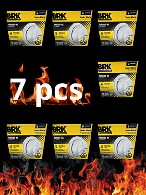 7x BRK SMI100-AC Hardwired Smoke Alarms with Battery Backup – Ionization Sensor Foto 1 de 4
