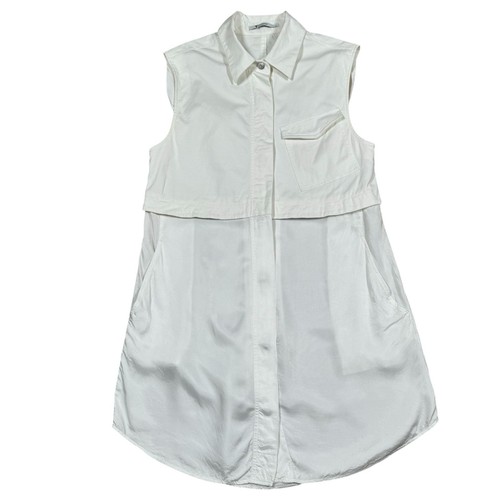 T Alexander Wang camicia senza maniche abito bianco taglia 8