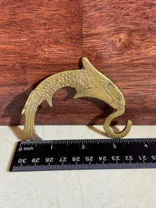 Vintage Koi Fish Wall Hook Brass Colored Must See Ornate Design - Picture 1 of 4